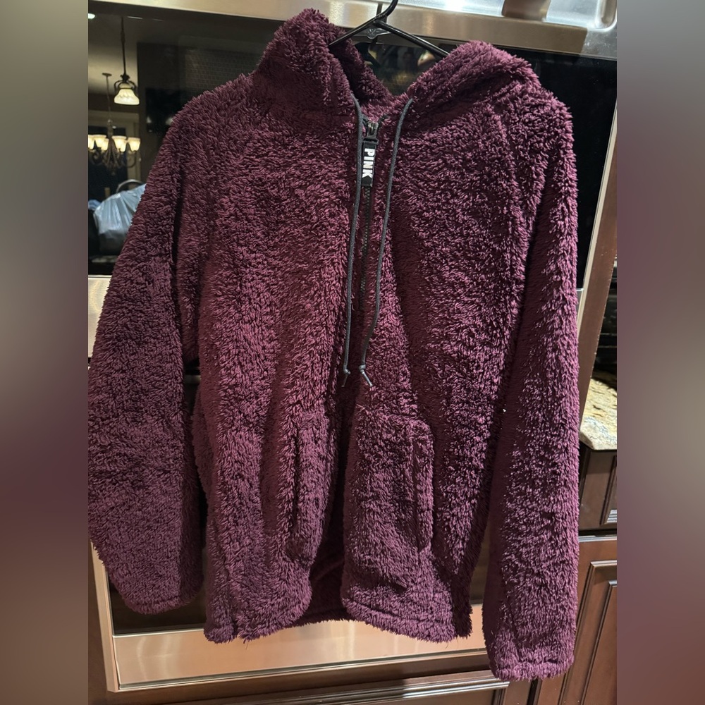 PINK Half Fuzzy Half Zip